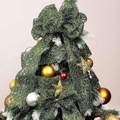 VATIN 2-1/2" Moss Green Christmas Ribbon, Green Glitter Mesh Diamond Web Sequin Dots Wired Christmas Ribbon for Gift Wrapping Bow Making Wreath Supply-10 Yards
