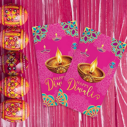 100pcs Happy Diwali Napkins 3 Ply Diwali Paper Napkins Decorations Disposable Absorbent Hand Towels for Bathroom Cocktail Napkins for Diwali Light Festival Indian Party Supplies