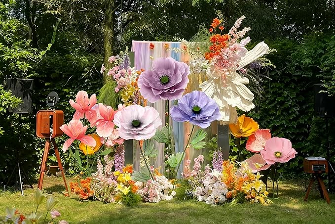 Giant Artificial Flowers 1pack Fake Flowers for Decoration, Fabric Poppy Flower for Wedding Birthday Easter Party Mother's Day Banquet Photography Props Garden Shop Window Display Decor (Light Pink)