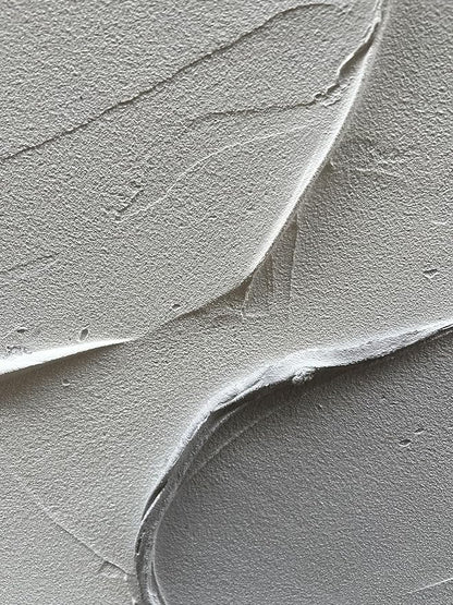 Epicler art Hand-painted White and Grey abstract wall decoration Oil Thick texture Minimalist art 40x28 inches