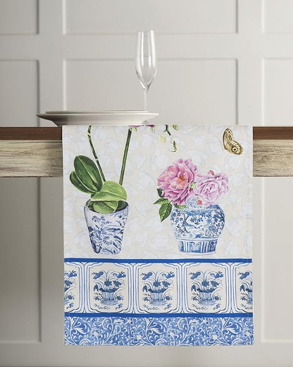 Maison d' Hermine Table Runner 100% Cotton Double Layer Table Runners 72 inches Long Decorative for Home Kitchen Dining Party Baby Shower Wedding Bridal Shower Spring Summer (Canton, 14.50" x 72")