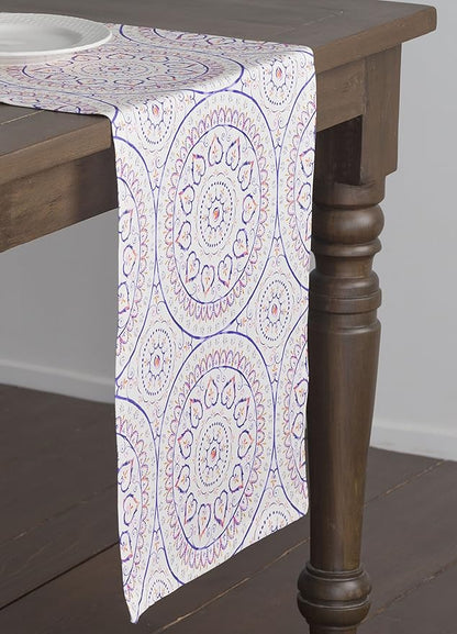 Maison d' Hermine Table Runner 100% Cotton Single Layer Table Runners 72 inches Long Decorative for Home Kitchen Dining Party Baby Shower Wedding Bridal Shower Spring Summer (Mandala, 14.50" x 72")