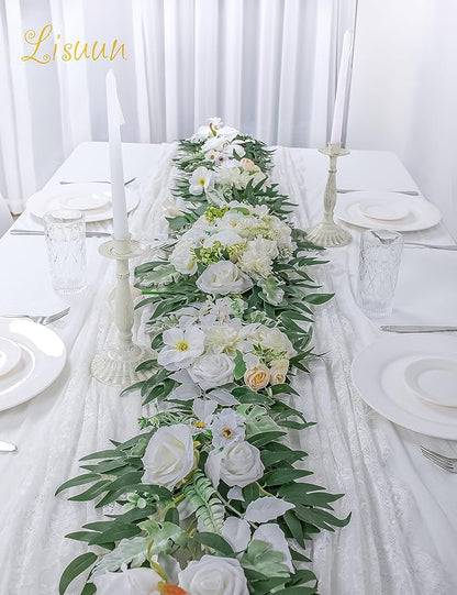 9FT Wedding Arch Flower Garland, Handmade Wedding Table Decorations,Head Table Floral Decor for Noble and Charming Wedding Ceremony