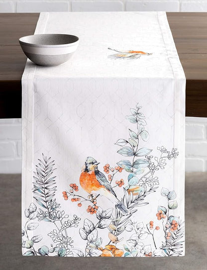Maison d' Hermine Table Runner 100% Cotton Single Layer Table Runners 72 inches Long for Thanksgiving Christmas Decorations Home Kitchen Dining Party Wedding (Whitish Shabby Chique, 14.5" x 72")
