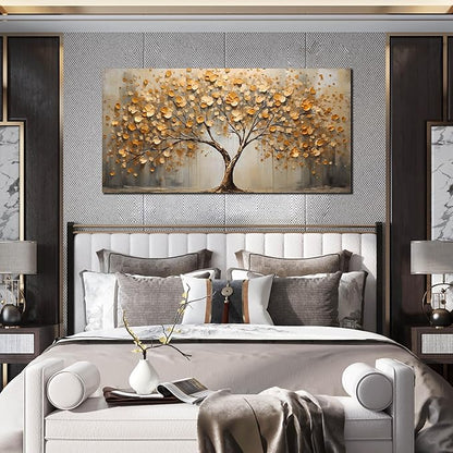 Gold Tree Pictures Wall Art for Living Room - Abstract Canvas Wall Art for Office - Modern Bedroom Wall Decor Above Bed Size 24" x 48"