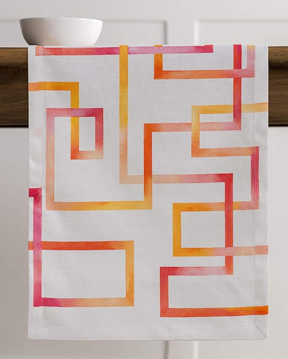 Maison d' Hermine Table Runner 100% Cotton Single Layer Table Runners 108 inches Long Decorative for Home Kitchen Dining Party Wedding Bridal Shower Spring Summer (Summer Maze, 14.50" x 108")
