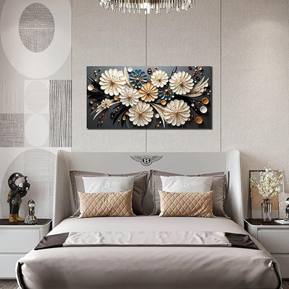 Large Wall Art for Living Room Bedroom Home Office Gold Flower Pictures Wall Art Modern Floral Artwork Framed Wall Decor Canvas Prints 20x40 In