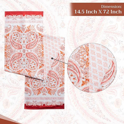 Maison d' Hermine Table Runner 100% Cotton Double Layer Table Runners 72 inches Long for Thanksgiving Christmas Decorations Home Kitchen Dining Party Wedding (Orient, 14.5" x 72")