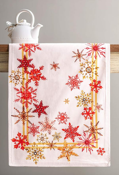 Maison d' Hermine Table Runner 100% Cotton Double Layer Table Runners 108 inches Long for Thanksgiving Christmas Decorations Home Kitchen Dining Party Wedding (Crystal Star, 14.5" x 108")
