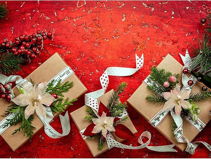 WILLBOND 24 Pcs 3 Size Poinsettia Flower Artificial Christmas Decor Glitter Poinsettia Christmas Ornaments Faux Flowers for Xmas Tree Outdoor(3.2/4/6 Inches,Gold)