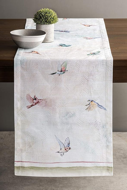 Maison d' Hermine Table Runner 100% Cotton Single Layer Table Runners 72 inches Long Decorative for Home Kitchen Dining Party Wedding Bridal Shower Spring Summer (Flying Birds, 14.50" x 72")