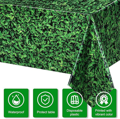Tatuo 3 Pieces 54 x 108 Inches Jumbo Green Leaves Photography Leaf Backdrop 3D Waterproof Tree Leaves Background Photo Booth Prop Green Leaf Tablecloths for Baby Shower Birthday Party Decoration