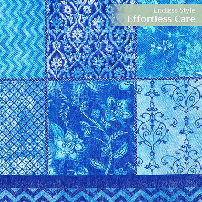 Maison d' Hermine Table Runner 100% Cotton Single Layer Table Runners 108 inches Long Decorative for Home Kitchen Dining Party Wedding Bridal Shower Spring Summer (Indigo Love, 14.50" x 108")