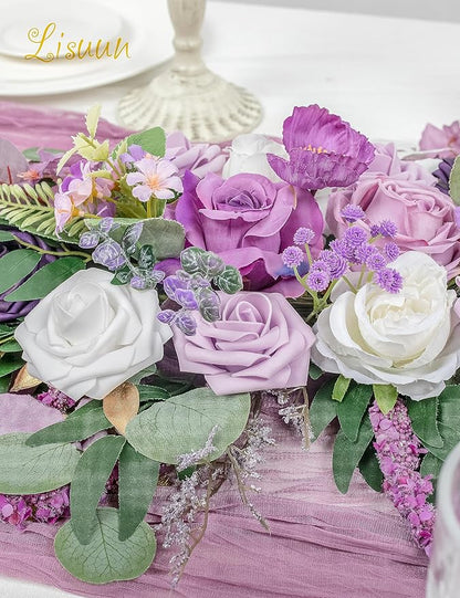 9FT Wedding Arch Flower Garland, Handmade Wedding Table Decorations,Head Table Floral Decor for Noble and Charming Wedding Ceremony