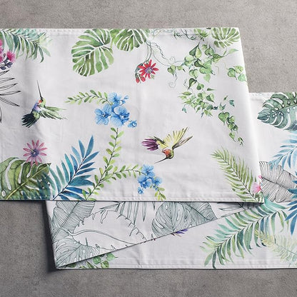 Maison d' Hermine Table Runner 100% Cotton Double Layer Table Runners 108 inches Long Decorative for Kitchen Dining Party Baby Shower Wedding Bridal Shower Spring Summer (Tropiques, 14.50" x 108")