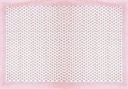 ATOSII Gulbahar White Pink 100% Cotton Fall Rectangle Tablecloth, Hand Block Print Washable Table Cover, Christmas Parties Buffet Dining, Weddings, Thanksgiving, Halloween, 60 X 108 Inches 8 Seater