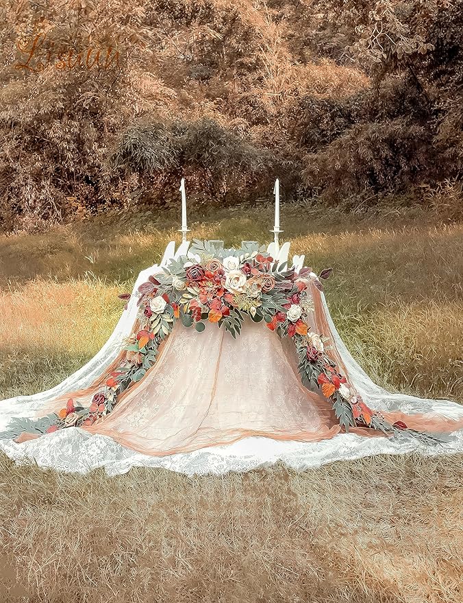 9FT Wedding Arch Flower Garland, Handmade Wedding Table Decorations,Head Table Floral Decor for Noble and Charming Wedding Ceremony