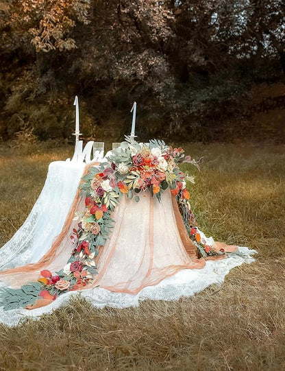 9FT Wedding Arch Flower Garland, Handmade Wedding Table Decorations,Head Table Floral Decor for Noble and Charming Wedding Ceremony