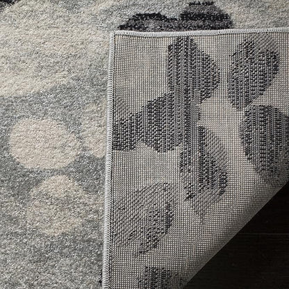 SAFAVIEH Evoke Collection Area Rug - 9' x 12', Grey & Black, Floral Design, Non-Shedding & Easy Care, Ideal for High Traffic Areas in Living Room, Bedroom (EVK236R)