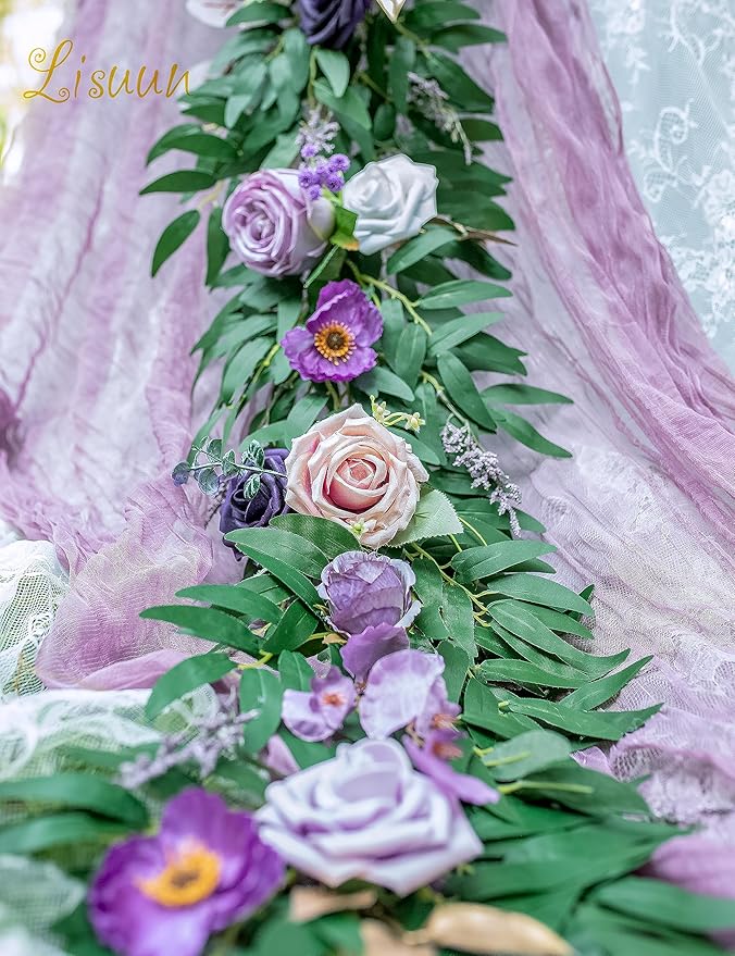 9FT Wedding Arch Flower Garland, Handmade Wedding Table Decorations,Head Table Floral Decor for Noble and Charming Wedding Ceremony