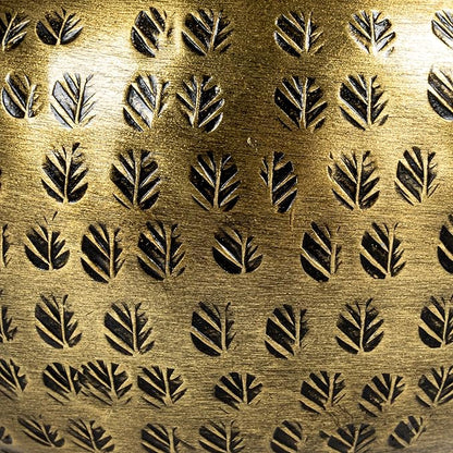 Round Hammered Metal Container with Bird Finial, Brass Finish