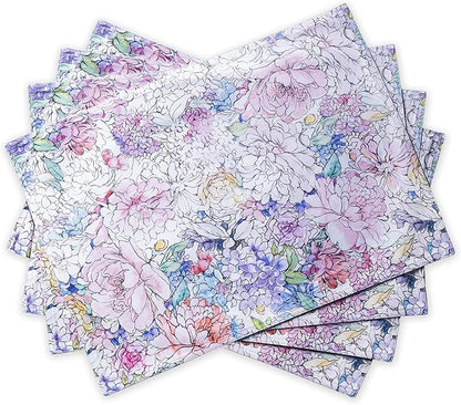 Maison d' Hermine Placemats Set of 4 100% Cotton Washable Cloth Place Mats, Reusable Table Mats for Kitchen Dining Decoration, Party, Wedding, Restaurant Spring/Summer (Floral Love, 13" x 19")