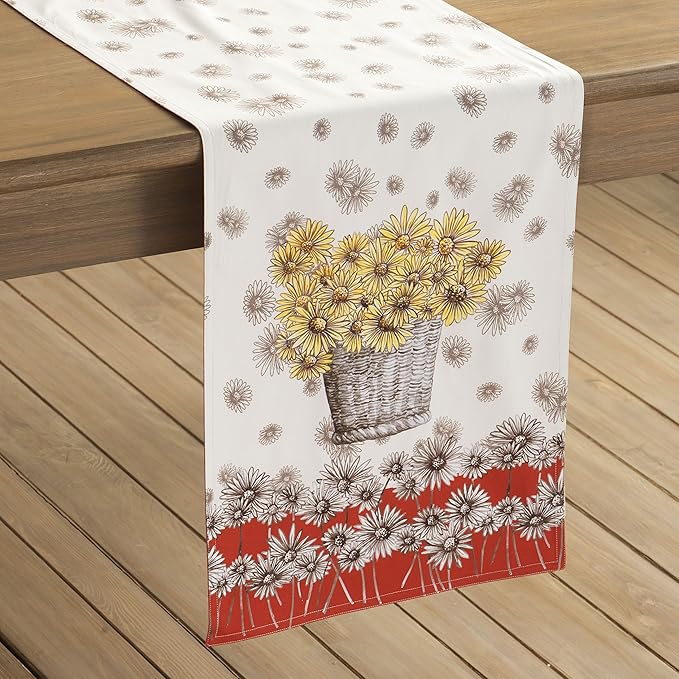 Maison d' Hermine Table Runner 100% Cotton Single Layer Table Runners 60 inches Long for Thanksgiving Christmas Decorations Home Kitchen Dining Party Wedding (Bagatelle, 14.5" x 60")