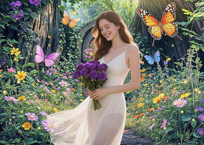 12X10ft Enchanted Forest Backdrop Fairy Enchanted Wonderland Garden Wooden Door Floral Butterfly Photography Background for Kids Girls Baby Shower Birthday Party Decoration Banner Booth Props