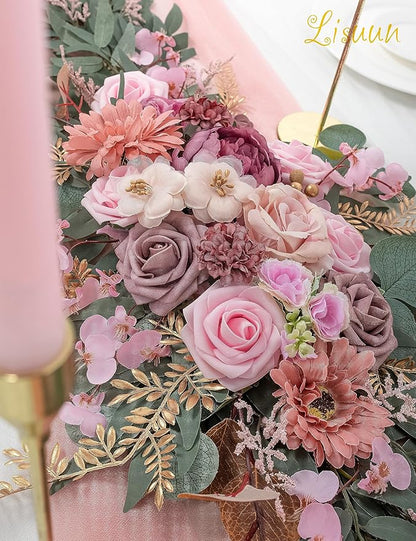 9FT Wedding Arch Flower Garland, Handmade Wedding Table Decorations,Head Table Floral Decor for Noble and Charming Wedding Ceremony