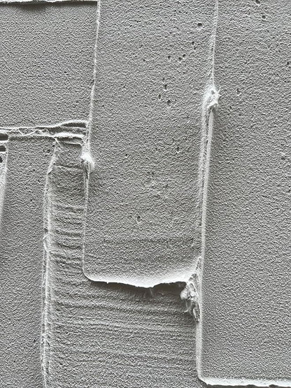 Hand-Painted White and Grey Abstract Wall Decoration Oil Painting Thick Texture Minimalist Art 45x30 inches