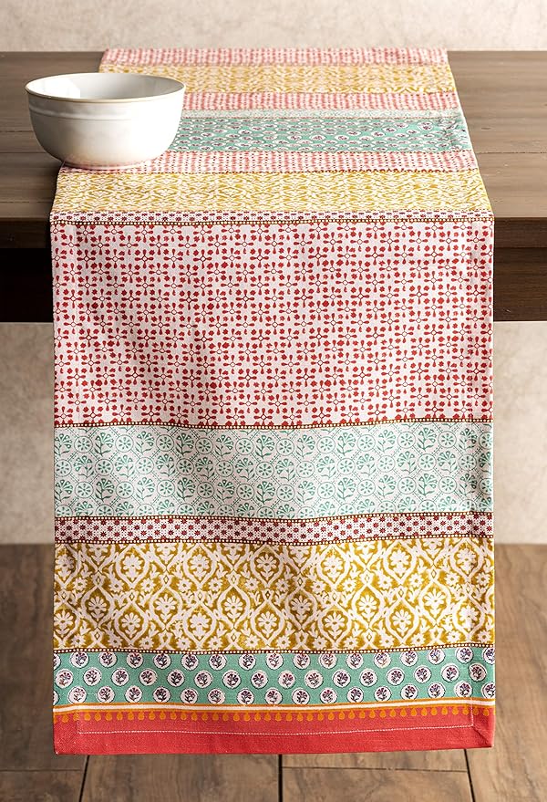 Maison d' Hermine Table Runner 100% Cotton Single Layer Table Runners 72 inches Long Decorative for Home Kitchen Dining Party Baby Shower Wedding Bridal Shower Spring Summer (Provence, 14.50" x 72")