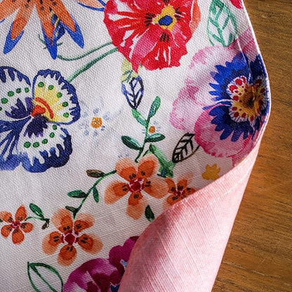 Maison d' Hermine Placemats Set of 4 100% Cotton Washable Cloth Place Mats, Reusable Table Mats for Kitchen Dining Decoration, Party, Restaurant Spring/Summer (Happy Florals - High Summer, 13" x 19")