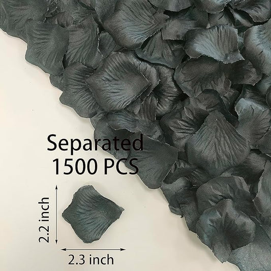 Separated Black Rose Petals,1500 Pcs Black Flower Petals,Fake Rose Petals for Wedding,Romantic Decorations Special Night(Ready-to-use)