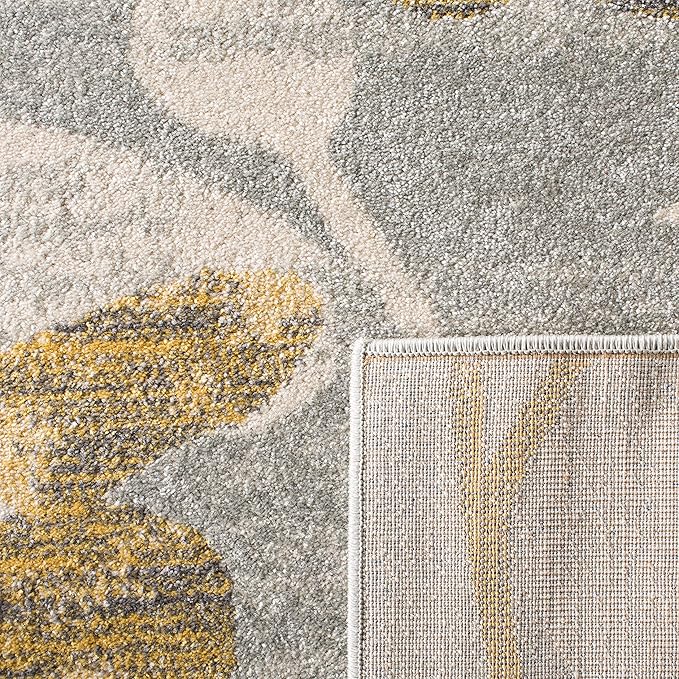 SAFAVIEH Area Rug 8x10 - Evoke Collection - Large - Grey & Gold, Floral Design, Non-Shedding & Easy Cleaning, Ideal for Living Room, Bedroom, Office, Dining Space (EVK236P)