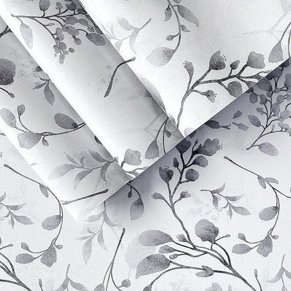 Gray Floral Peel and Stick Wallpaper Contact Paper 17.7 in 590.5 in Waterproof for Bathroom Removable Self Adhesive Wall Paper Kitchen