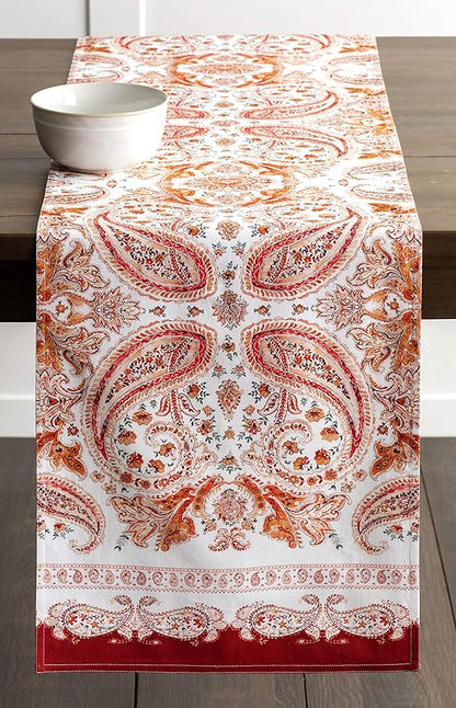 Maison d' Hermine Table Runner 100% Cotton Double Layer Table Runners 108 inches Long for Thanksgiving Christmas Decorations Home Kitchen Dining Party Wedding (Orient, 14.5" x 108")