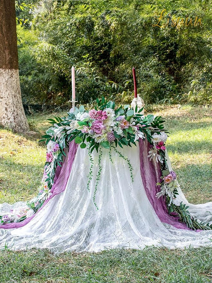 9FT Wedding Arch Flower Garland, Handmade Wedding Table Decorations,Head Table Floral Decor for Noble and Charming Wedding Ceremony