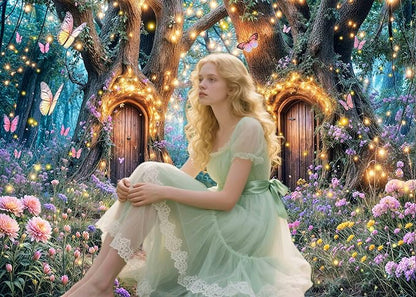7X5ft Enchanted Forest Backdrop Fairy Enchanted Wonderland Garden Floral Butterfly Photography Background for Kids Girls Baby Shower Birthday Party Decoration Banner Cake Table Photo Booth Props