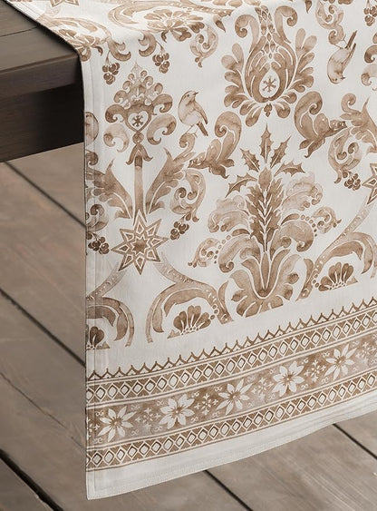 Maison d' Hermine Table Runner 100% Cotton Single Layer Table Runners 48 inches Long for Thanksgiving Christmas Decorations Home Kitchen Dining Party Wedding (Allure, 14.5" x 48")