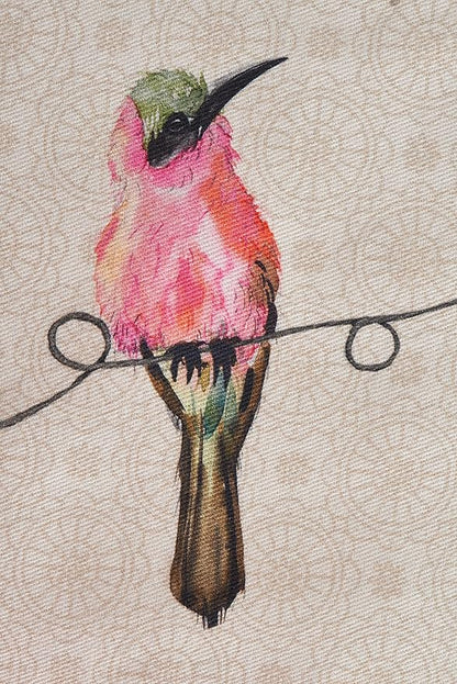 Maison d' Hermine Placemats Set of 2 100% Cotton Washable Cloth Place Mats, Reusable Table Mats for Kitchen Dining Decoration, Party, Wedding, Restaurant Spring/Summer (Birdies On Wire, 13" x 19")
