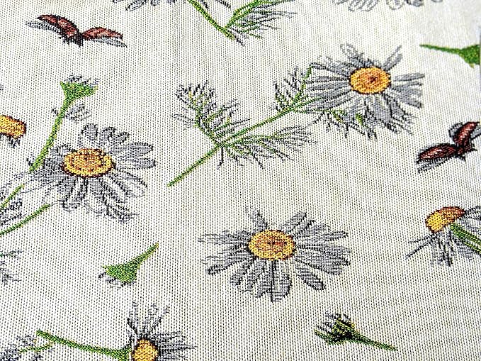 Tache Botanical Grey White Yellow Floral Daisy Flower Long Tapestry Seasonal Kitchen Dining Table Runners 13 x 120 Daisies