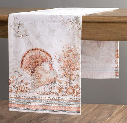 Maison d' Hermine Table Runner 100% Cotton Single Layer Table Runners 72 inches Long for Thanksgiving Christmas Decorations Home Kitchen Dining Party Wedding (Giving Thanks, 14.5" x 72")