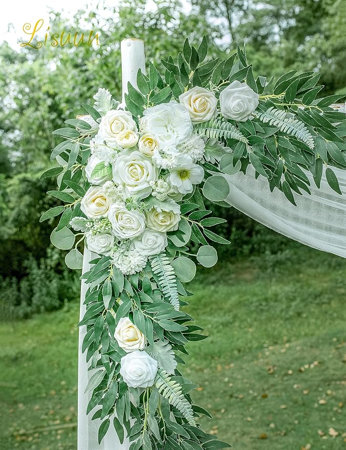 Wedding Arch Flowers, Artificial Flowers for Decoration, Large Flower Swag for Boho Styles Wedding Ceremony Floral Decor - Pack of 2
