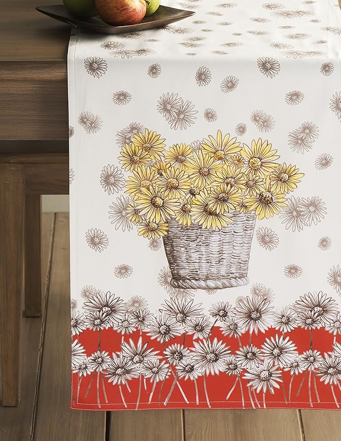 Maison d' Hermine Table Runner 100% Cotton Single Layer Table Runners 60 inches Long for Thanksgiving Christmas Decorations Home Kitchen Dining Party Wedding (Bagatelle, 14.5" x 60")