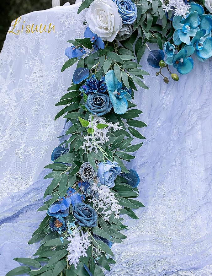 9FT Wedding Arch Flower Garland, Handmade Wedding Table Decorations,Head Table Floral Decor for Noble and Charming Wedding Ceremony