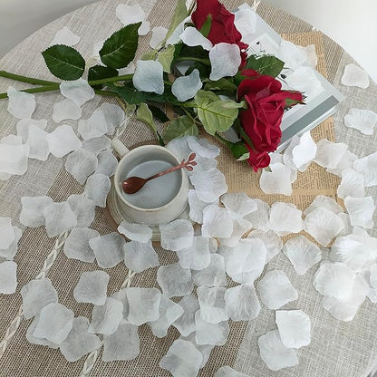1500 PCS Separated White Rose Petals for Weddings, White Silk Flower Petals for Valentine's Day Decorations,Rose Petals for Romantic Night for Him Set