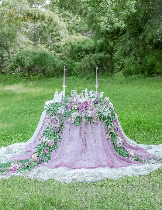 9FT Wedding Arch Flower Garland, Handmade Wedding Table Decorations,Head Table Floral Decor for Noble and Charming Wedding Ceremony