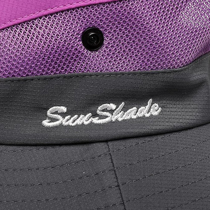 Womens Summer Sun Hat Beach Hat Wide Brim Outdoor UV Protection Hat Foldable Cool Mesh Ponytail Bucket Hat