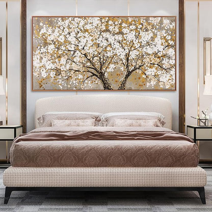 Canvas Oversized Wall Art Decor Large Wall Art For Living Room Framed Yellow Wall Art Prints Tree of Life Wall Art Canvas Art Wall Decor Artwork For Walls Modern Bedroom Office Decor 29"x58"
