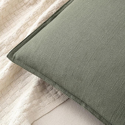 MIULEE Decorative Linen Pillow Covers 24x24 Inch Olive Green Boho Farmhouse Neutral Couch Throw Pillows for Bed Pack of 2 Accent Outdoor Pillowcase Modern Sofa Cushion Livingroom Home Decor